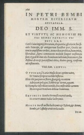 In Petri Bembi Mortem Diversorum Epitaphia.