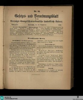 Gesetzes- und Verordnungsblatt für die Vereinigte Evangelisch-Protestantische Landeskirche Badens