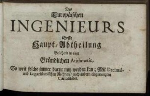 Erste Haupt-Abtheilung.