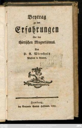 Beytrag zu den Erfahrungen über den thierischen Magnetismus
