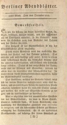 55tes Blatt. Den 3ten December 1810.