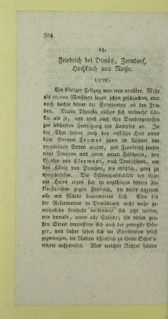 14. Friedrich bei Olmuetz, Zorndorf, Hochkirch und Neiße