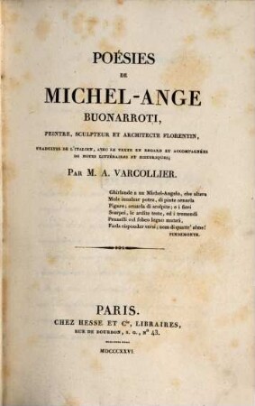 Poësies Michel-Angelo Buonarroti