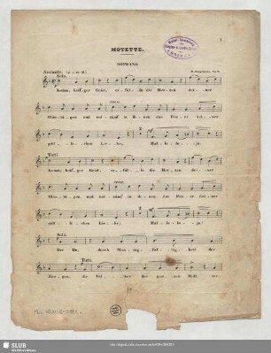 Motette Komm heilger Geist für Chor und Solostimmen : Op. 36. No. 1