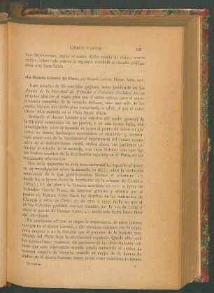 "La Moneda Colonial del Plata", por Ricardo Levene