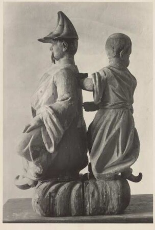 Chinese mit Diener, Holzfiguren : Fasanenschlösschen, Bekrönung der Laterne, Chinese mit Diener, Holzfiguren