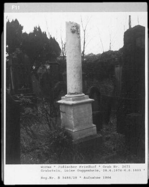 Grabstein von Luise Guggenheim (gestorben 1889.08.06)