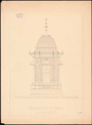Wettersäule für den Schlossplatz, Berlin Monatskonkurrenz November 1886: Aufriss 1:10