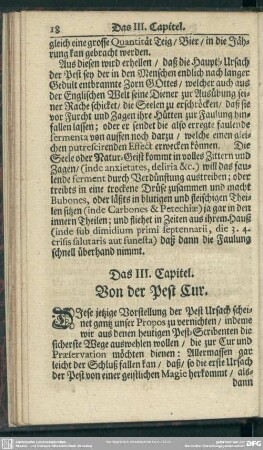 Das III. Capitel. Von der Pest Cur