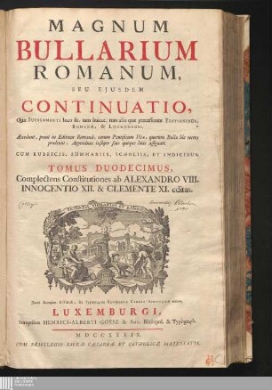 Tomus Duodecimus = Continuationis Pars Sexta: Complectens Constitutiones ab Alexandro VIII. Innocentio XII. & Clemente XI. editas
