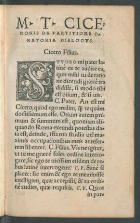 M. T. Ciceronis De Partitione Oratoria Dialogus.