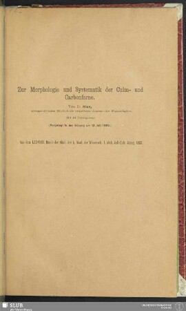 Zur Morphologie und Systematik der Culm- und Carbonfarne