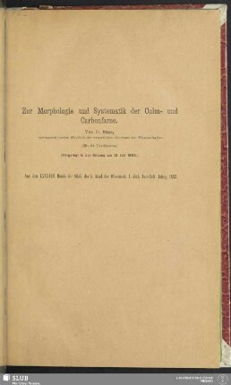 Zur Morphologie und Systematik der Culm- und Carbonfarne