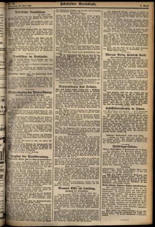 Zweite Ausgabe vom Donnerstag, den 25. April 1929.