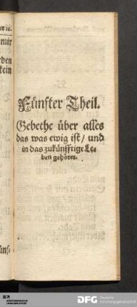 Fünfter Theil.