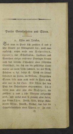Pariser Gewohnheiten und Sitten.