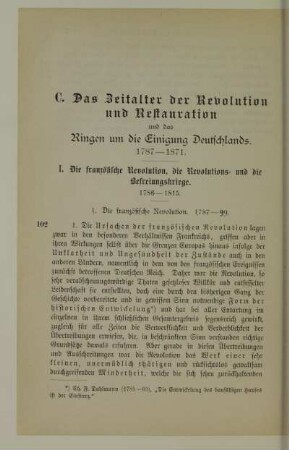 C. Das Zeitalter der Revolution und Restauration und das Ringen um die Einigung Deutschlands, 1787-1871