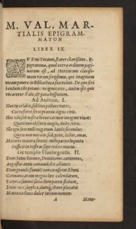 M. Val. Martialis Epigrammaton Liber IX.
