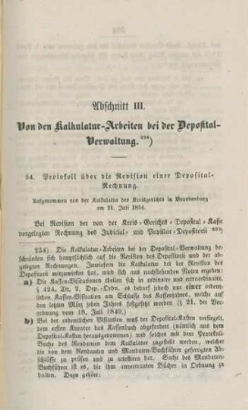 Abschnitt III. Von den Kalkulatur-Arbeiten bei der Deposital-Verwaltung.