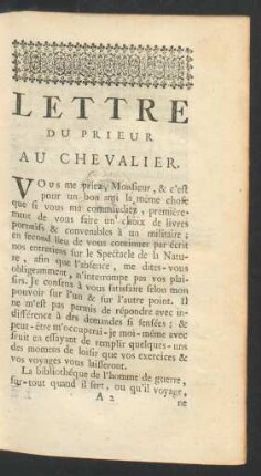 Lettre du Prieur au Chevalier.