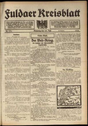 Erste Ausgabe vom Samstag, den 29. Juli 1916.