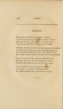 Sonnet. Chacun en sa beauté