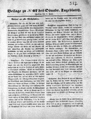 Beilag zu N[umer]o 67 des Osnabr[ücker] Tageblatts. (Sammlung Friedlaender)