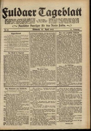 Ausgabe vom Mittwoch, den 13. April 1921.