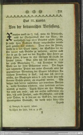 Das IX. Kapitel. Von der britannischen Verfassung