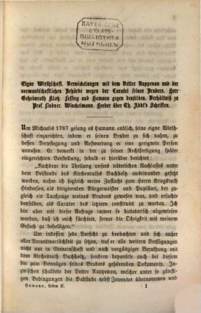 Johann Georg Hamann's, des Magus in Norden, Leben und Schriften. 2