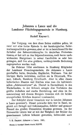 Johannes a Lasco und die Londoner Flüchtlingsgemeinde in Hamburg.