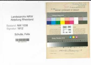 Entnazifizierung Felix Schulte , geb. 01.02.1888 (Malergehilfe)