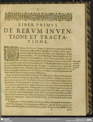 Liber Primus De Rerum Inventione Et Tractatione