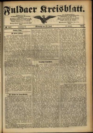 Zweite Ausgabe vom Mittwoch, den 22. Juni 1910.