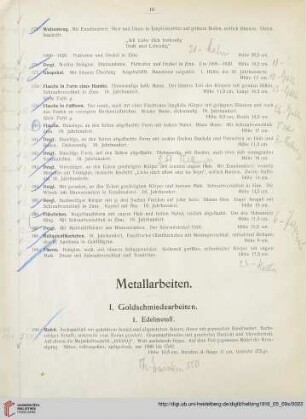 Metallarbeiten (Nr. 190-380)