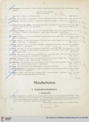 Metallarbeiten (Nr. 190-380)