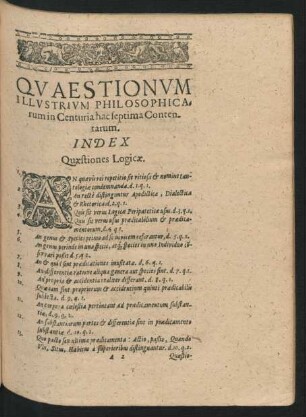 Index Quaestiones Logicae.