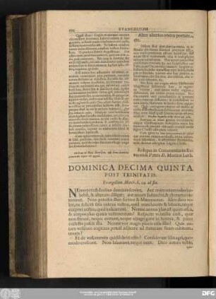 Dominica Decima Quinta Post Trinitatis. Evangelium Matth. 6, 24. ad fin.