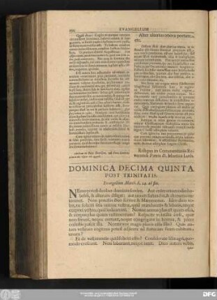 Dominica Decima Quinta Post Trinitatis. Evangelium Matth. 6, 24. ad fin.