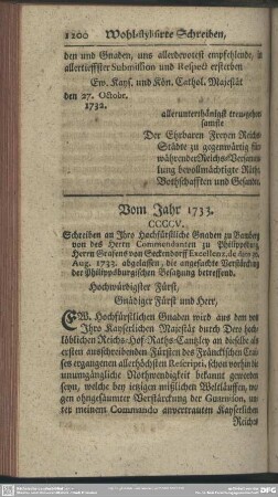 Vom Jahr 1733