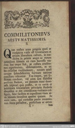Commilitonibus Aestumatissimis