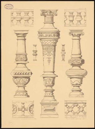 Stützen, Säulchen: Ansichten (aus: Architektonische Details. Eine Sammlung von Stützen, Gesimsen, Konsolen u. ä. Bildungen. H.3)