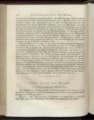 Atmosphärische Luft, Licht und Wärme, unbestimmtere Aussprüche, Ausbreitung der Flamme in der Luft, Chemische Veränderungen, Geschichte des Blasrohrs.