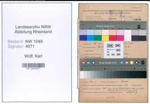 Entnazifizierung Karl Wolf , geb. 10.07.1912 (Maschinenbauer)