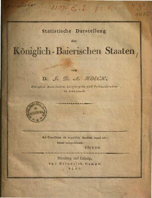 Statistische Darstellung der Koeniglich-Baierischen Staaten