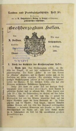 I. Abriß der Geschichte des Großherzogtums Hessen