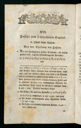 604-622, XVI. Zusätze zum sechszehnten Capitel.