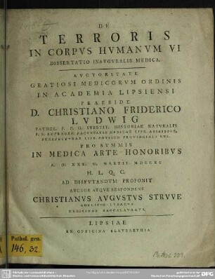 De Terroris In Corpus Humanum VI : Dissertatio Inauguralis Medica