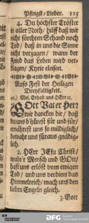 Aufs Fest der Heiligen Dreyfaltigkeit.