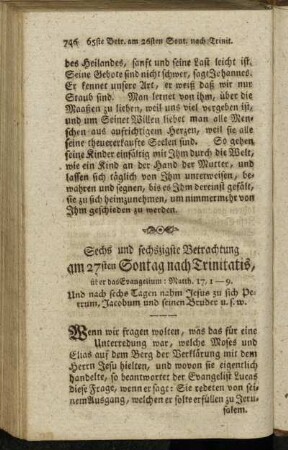Sechs und sechszigste Betrachtung am 27sten Sontag nach Trinitatis, [...]